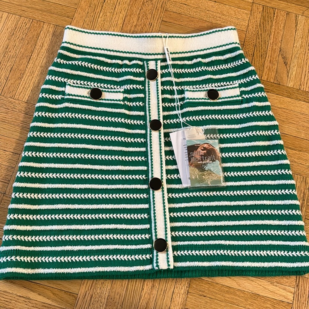 NWT Self portrait, green rope knit skirt size S